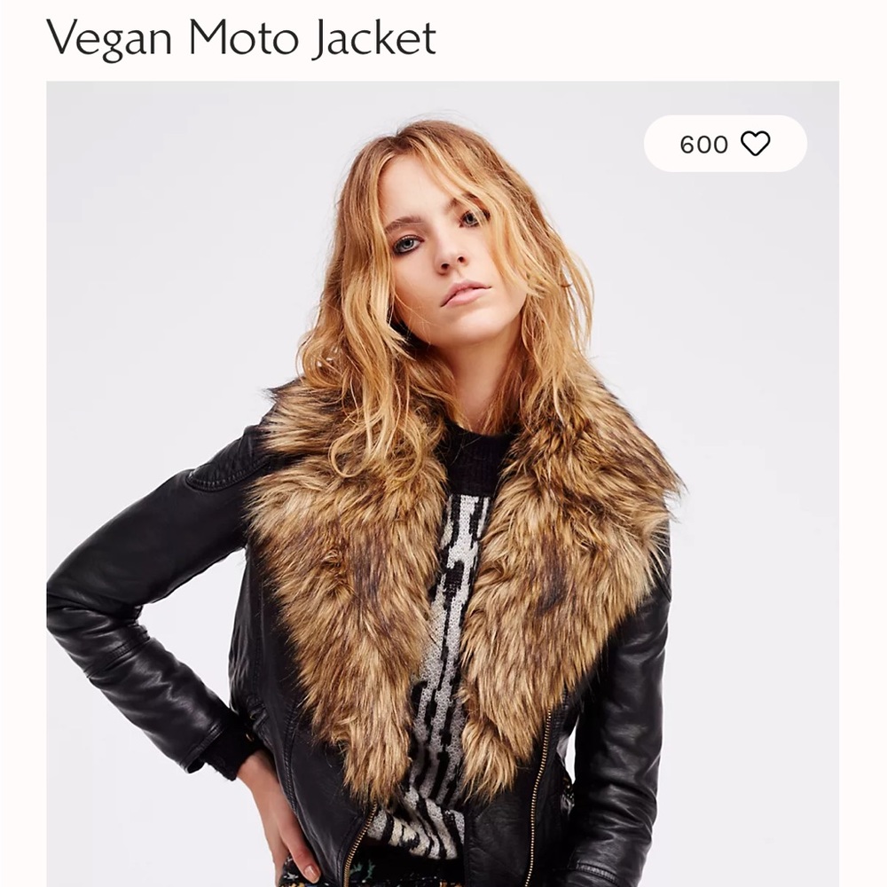 Free People Vegan Moto jacket with Detachable Fur Collar Large